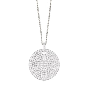White Gold and Diamond Pendant with Chain Necklace