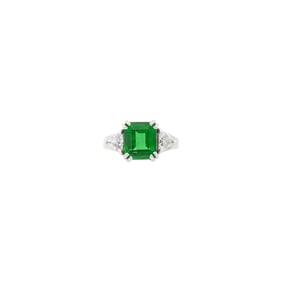 Platinum, Emerald and Diamond Ring