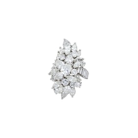 White Gold and Diamond Cluster Ring