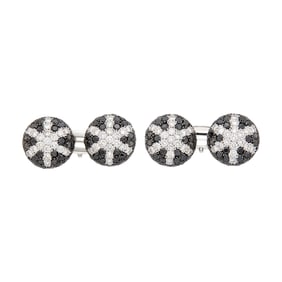 Pair of Platinum, Diamond and Black Diamond Cufflinks