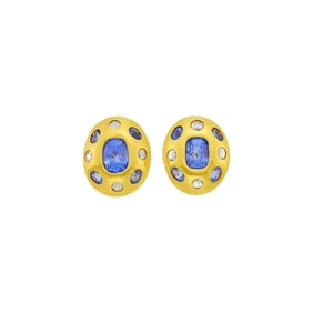 Darlene de Sedle Pair of Gold, Sapphire and Diamond Earrings