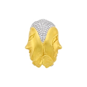 Julius Cohen Gold, Platinum and Diamond 'Comedy Tragedy' Pendant-Brooch