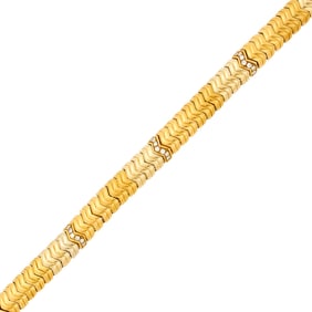 Gold and Diamond Snake Link Bracelet
