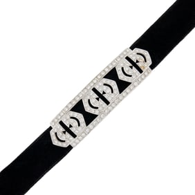 White Gold, Diamond and Black Velvet Choker Necklace