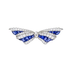 Platinum, Sapphire and Diamond Bow Brooch