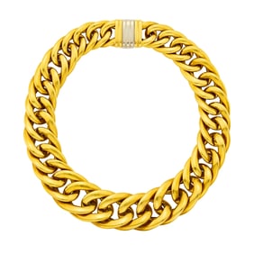 Wide Gold Oval Link Necklace