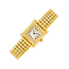 Cartier Paris Gold and Diamond 'Trocadero' Wristwatch