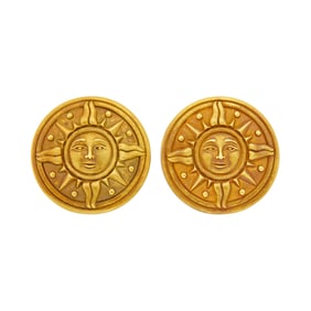Barry Kieselstein-Cord Pair of Gold Sun Button Earclips