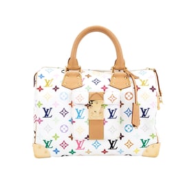 Louis Vuitton White Coated Canvas Rainbow Monogram '30 Speedy' Bag