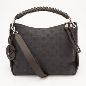 Louis Vuitton Black Monogram Mahina 'Beaubourg Hobo MM' Bag