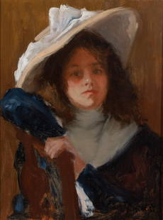 Gustav (Gustave) Wolff: German/American 1863-1935 Daughter of the Artist Signed Gustav Wolff (lr) Oil on canvas 16 x 12 1/4 inches (40.6 x 31.1 cm) Frame dimensions: 19 1/2 x 16 inches