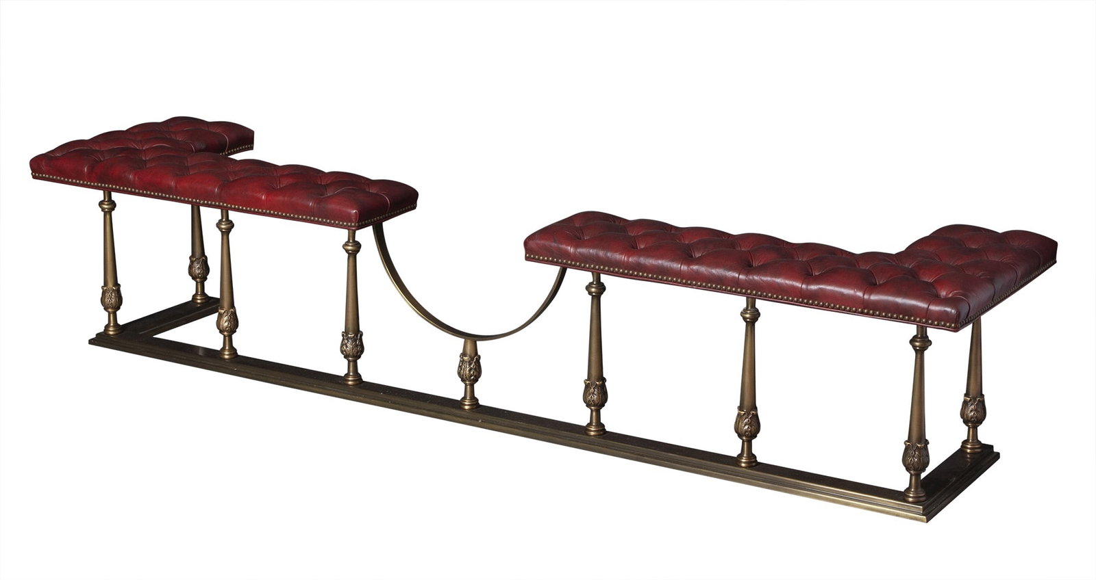 Leather Upholstered Brass Club Fender (1 of 4)