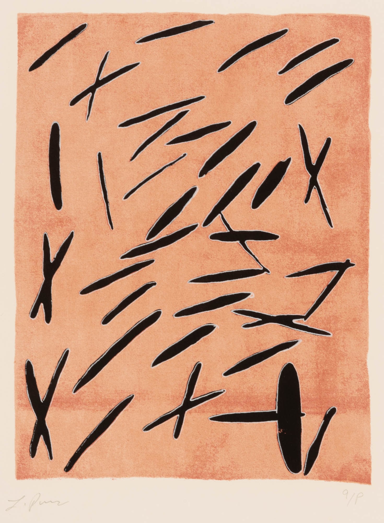 Larry Poons (b. 1937): UNTITLEDColor screenprint, 1967, on wove paper, signed and inscribed a/p in pencil, from Ten from Leo Castelli, published by Tanglewood Press, Inc., New York and with their blindstamp,