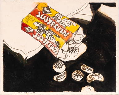 Martin Wong: American, 1946-1999Untitled (Jujyfruits), circa 1978Ink and watercolor on paper8 x 10 inches (20.3 x 25.4 cm)UnframedProvenance:Acquired directly from the artist by the current owner