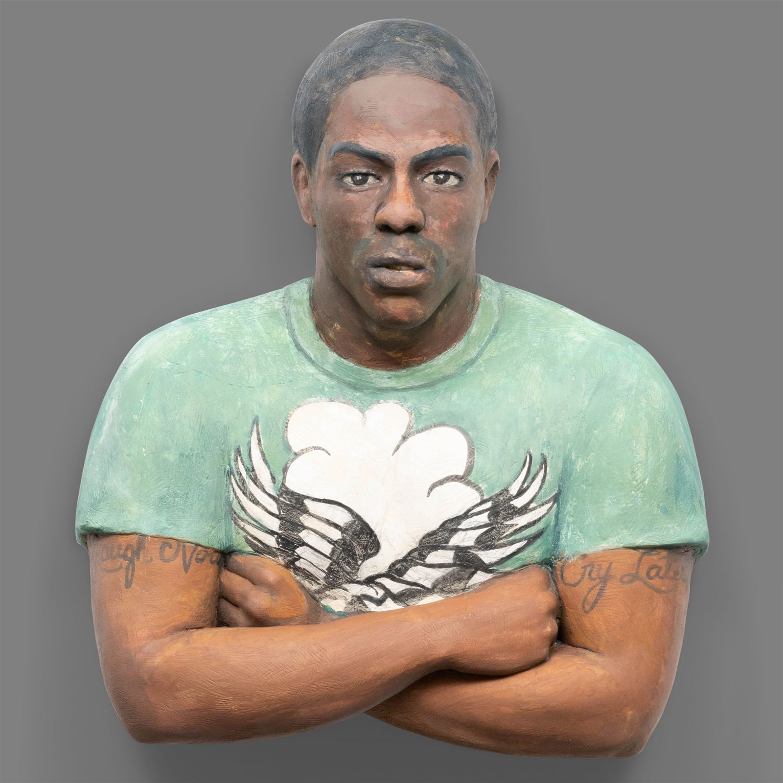 John Ahearn: American, b. 1951Justin, 2009Acrylic on plaster27 3/4 x 23 3/4 x 8 1/2 inches (70.5 x 60.3 x 21.6 cm) Provenance:Alexander and Bonin, New York