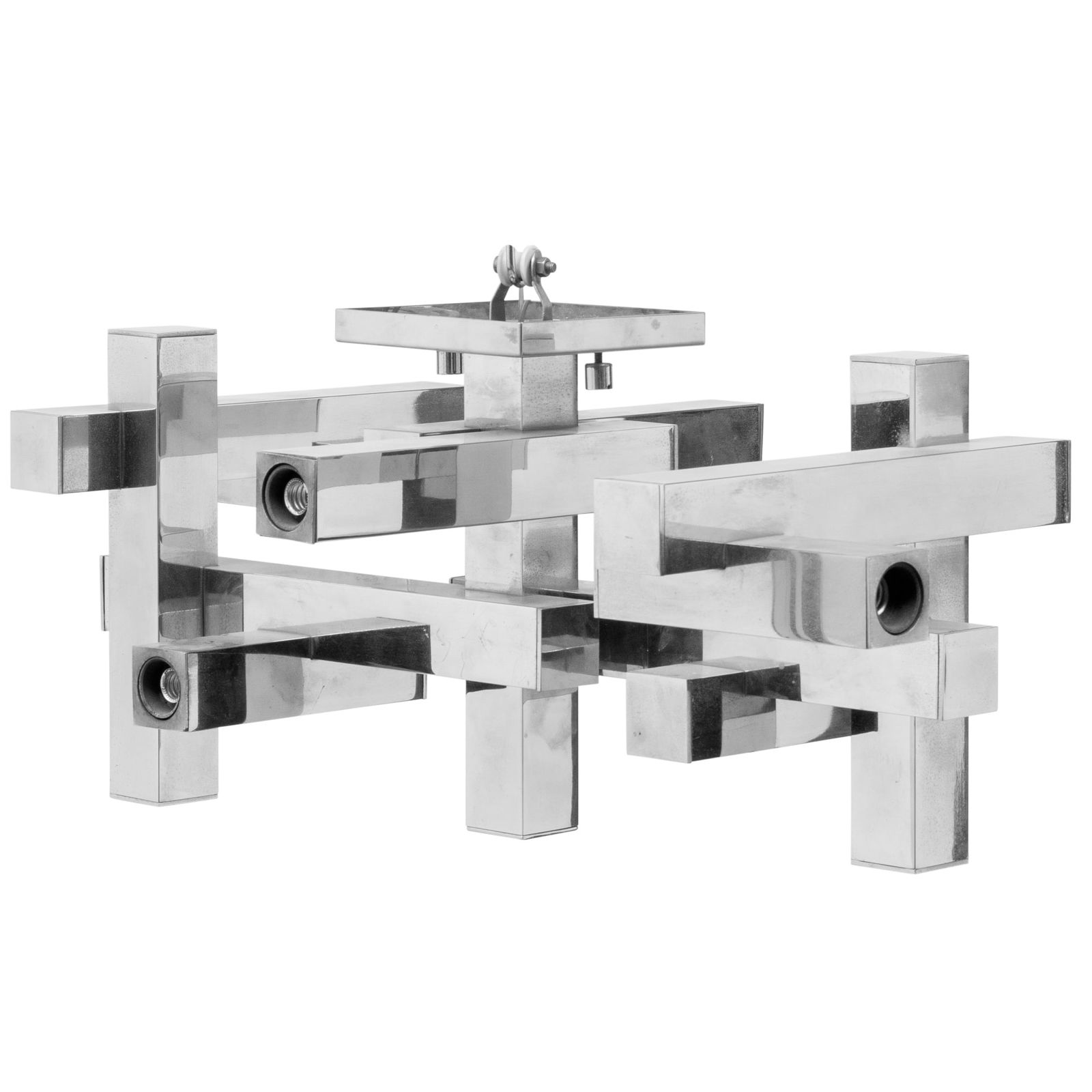 Gaetano Sciolari Mid Century Modern Chrome-Plated Metal Six-Light Flush Mounted Ceiling Fixture (1 of 4)