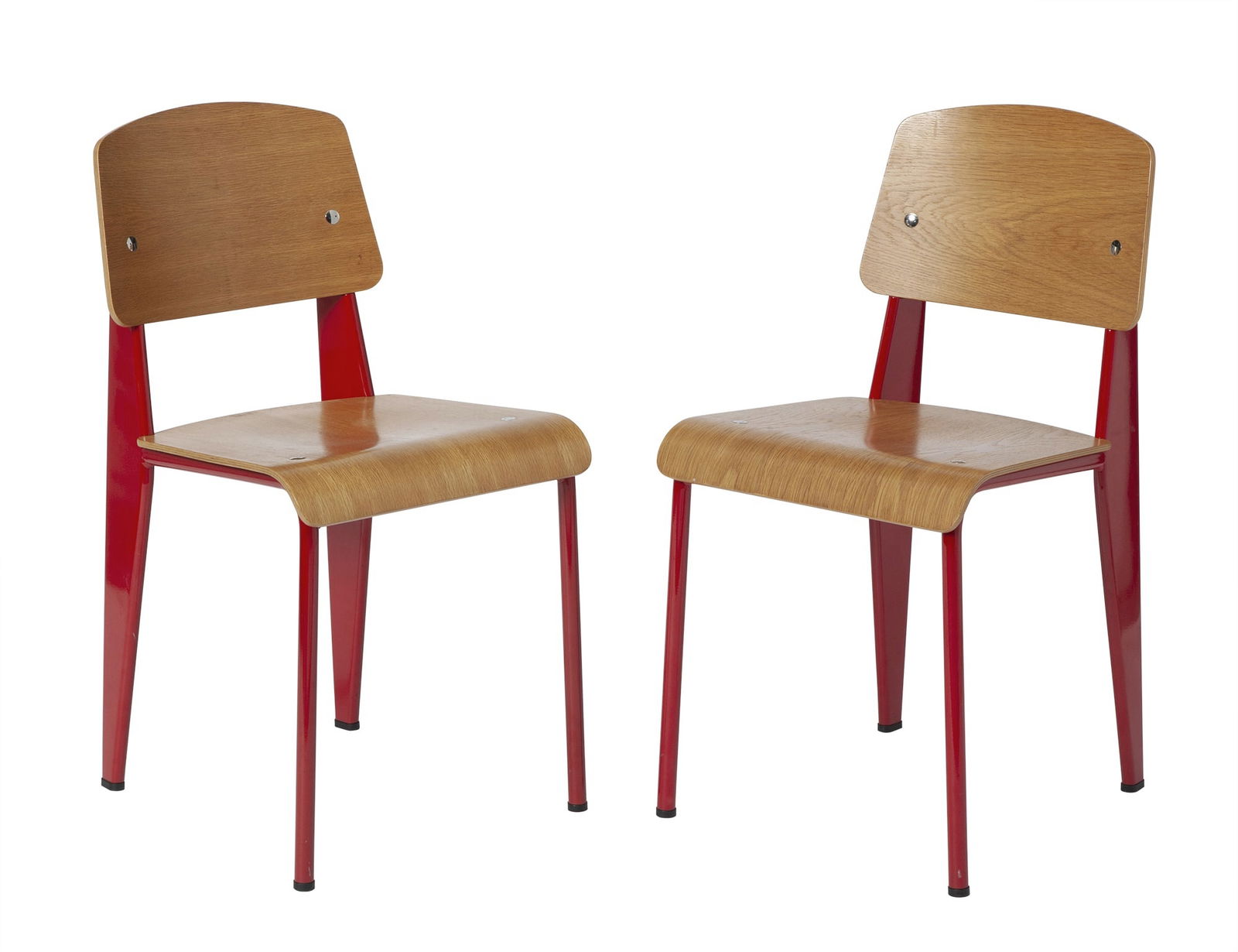 Pair of Jean Prouve for Vitra Metal and Plywood "Standard" Chairs 2006 (1 of 6)