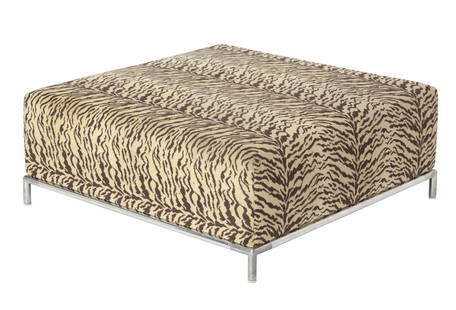 B&B Italia Zebra Print Upholstered Ottoman Late 20th century: Raised on a tubular frame. Height 15 inches, length 37 inches, width 37 inches.