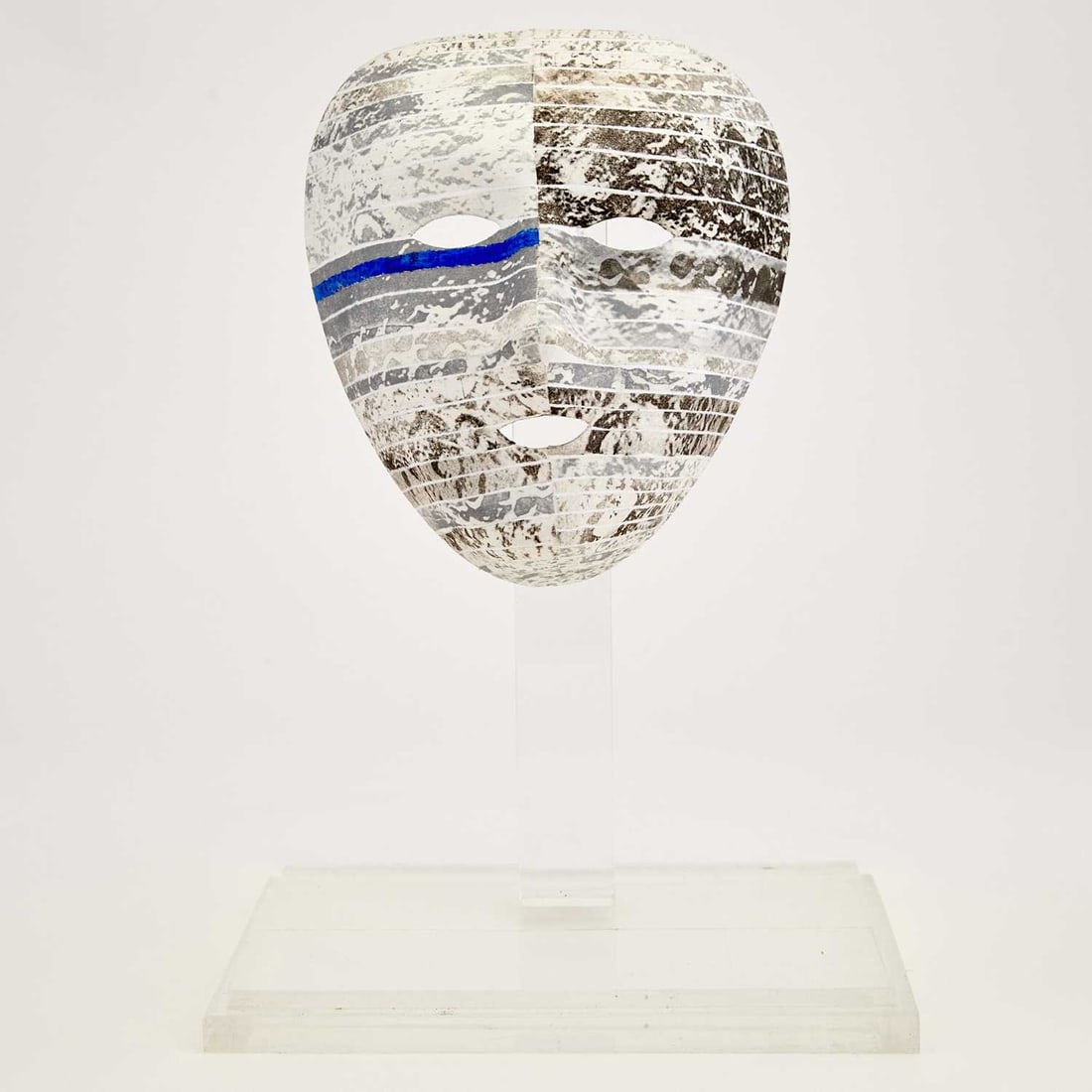 Robert Courtright: American/French, 1926-2012 Untitled Mask Signed Courtright Papier mache with pigment and mixed mediaMask 7 1/2 x 3 1/2 x 6 5/8 inchesOuter case 12 3/4 x 8 1/2 x 7 inches