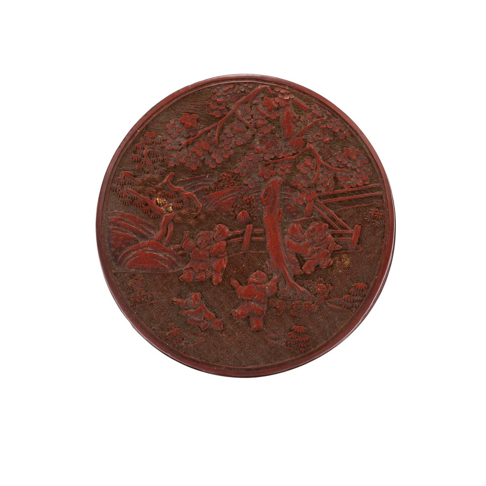 A Small Chinese Cinnabar Lacquer Box and Cover Qing Dynasty (1 of 3)