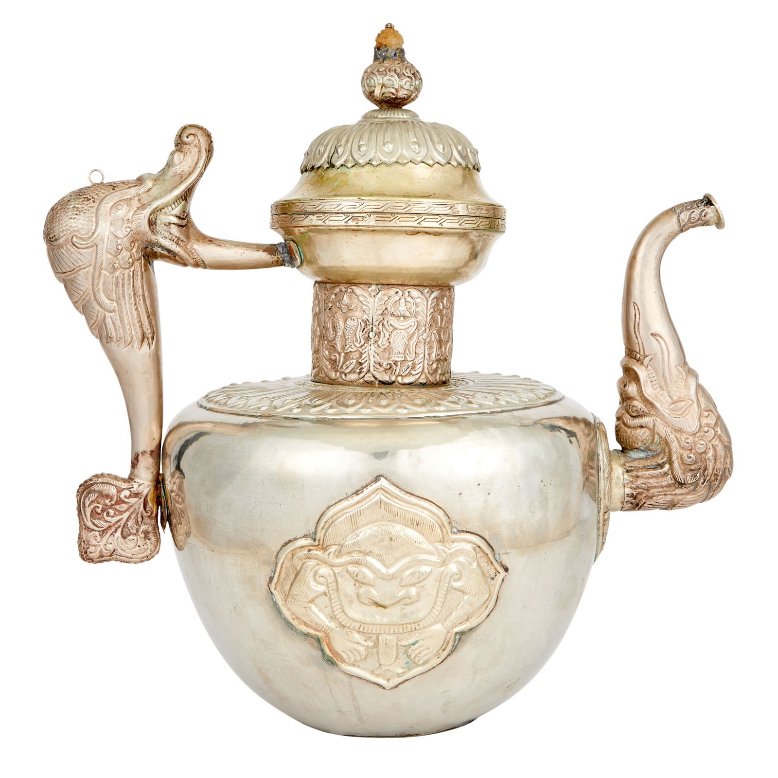A Tibetan White Metal Ewer 19th Century (1 of 3)