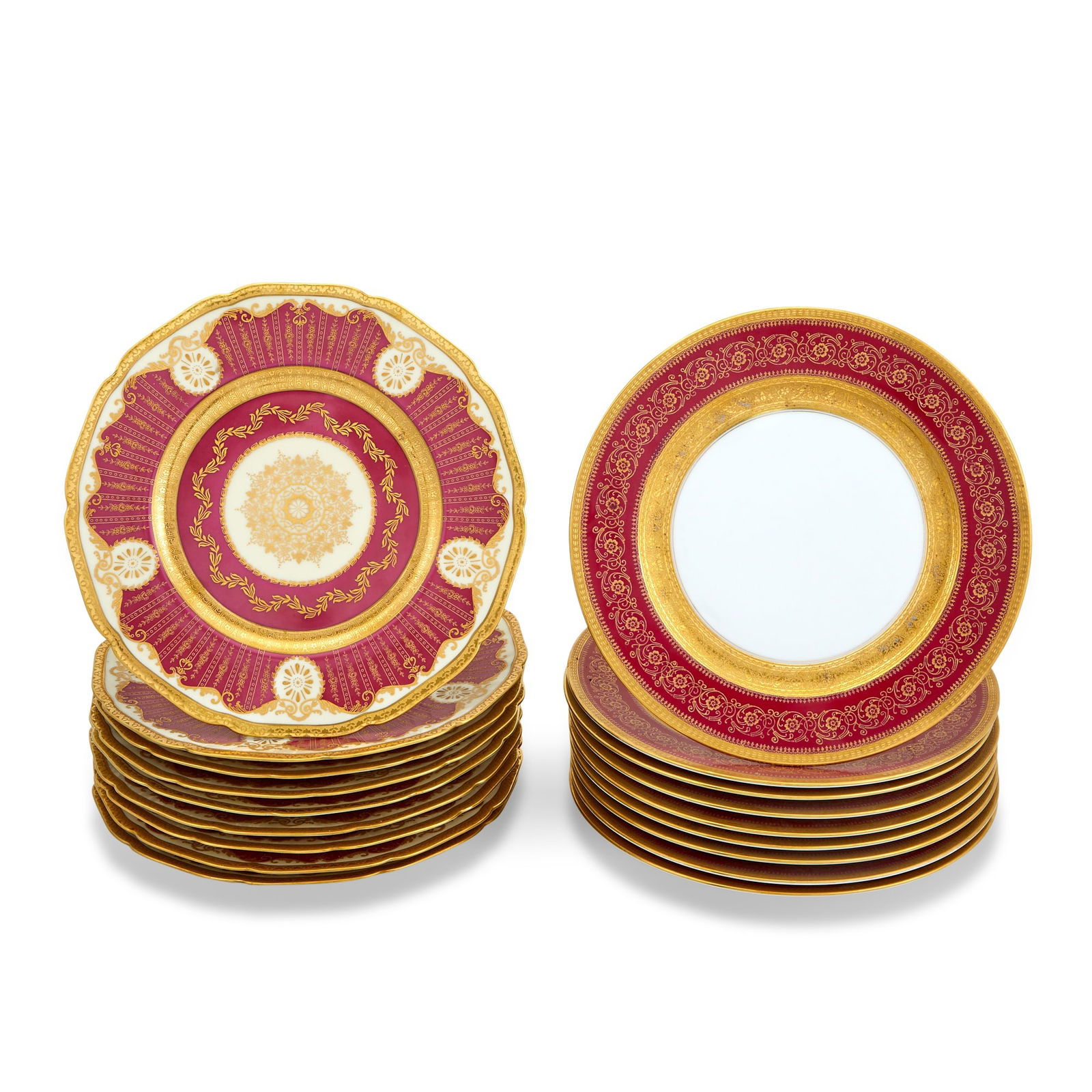 Group of Nine Rosenthal Dinner Plates; Together with Nine Black Knight Antonette Dinner Plates (1 of 4)