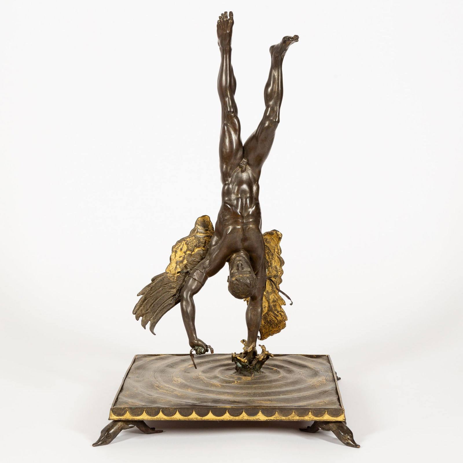 Patinated and Parcel Gilt Bronze Sculpture of Icarus Plumetting into the Sea (1 of 4)