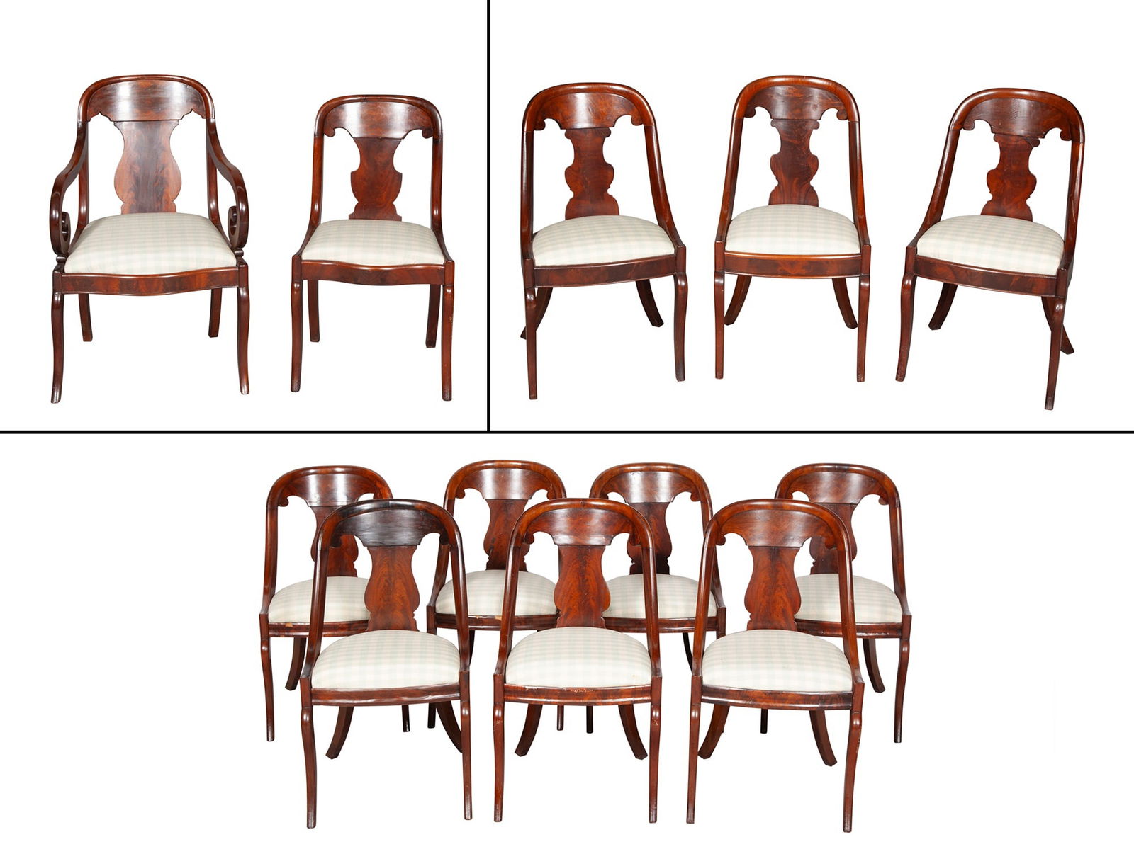 Assembled Set of Twelve Late Classical Mahogany Dining Chairs (1 of 13)