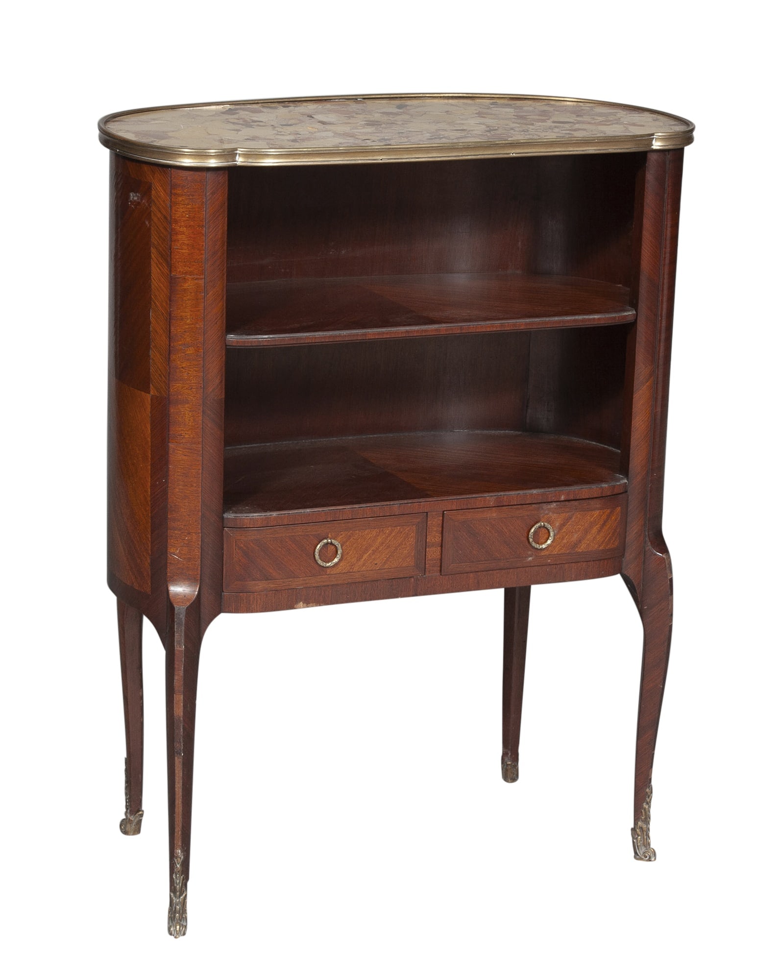Louis XV/XVI Transitional Style Mahogany Veneered Kidney Shaped Side Cabinet 20th Century (1 of 5)