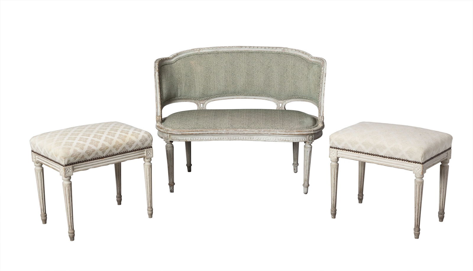 Group of Louis XVI Style Upholstered Painted Furniture (1 of 5)