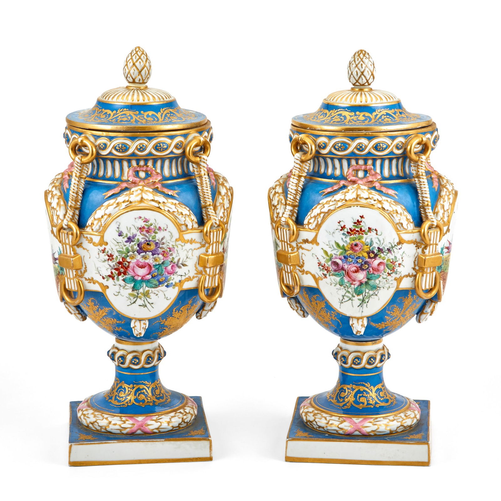Pair of Sevres Style Porcelain Covered Vases (1 of 6)