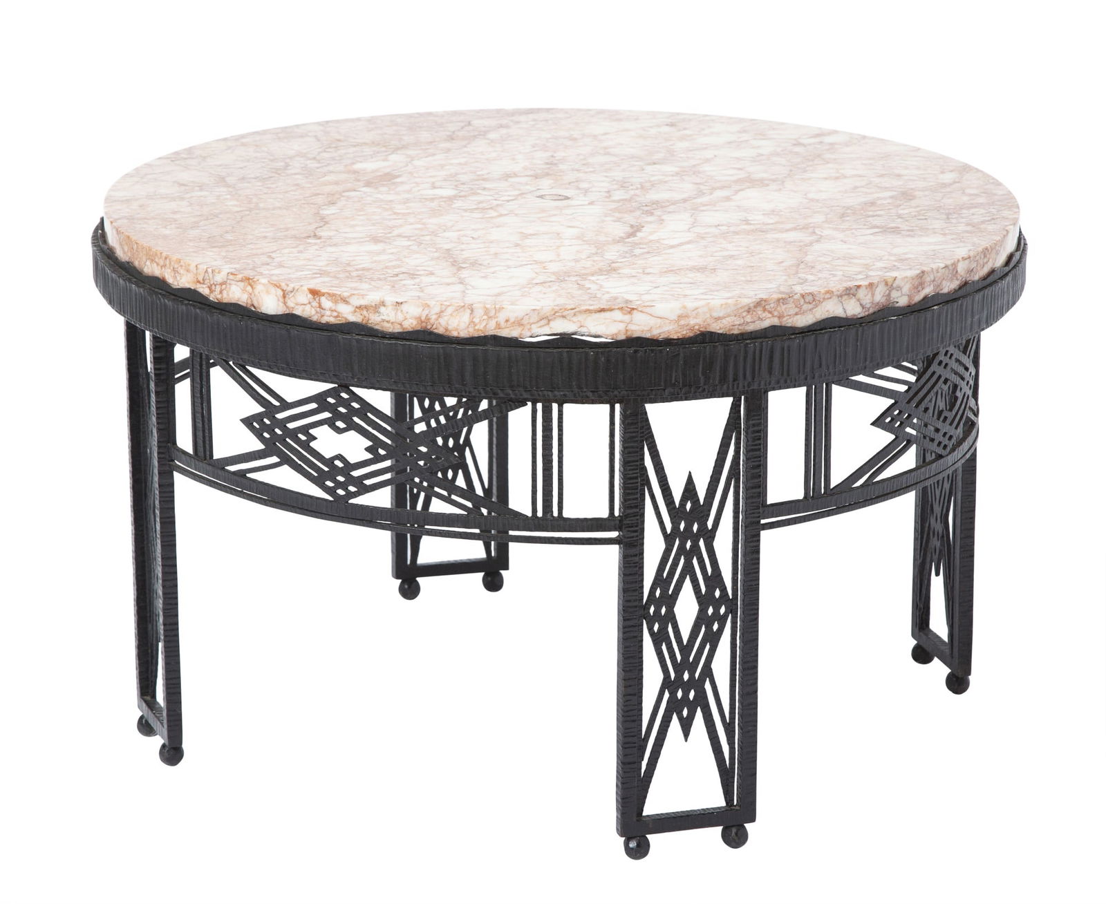 Art Deco Style Marble Top Wrought Iron Low Table (1 of 4)