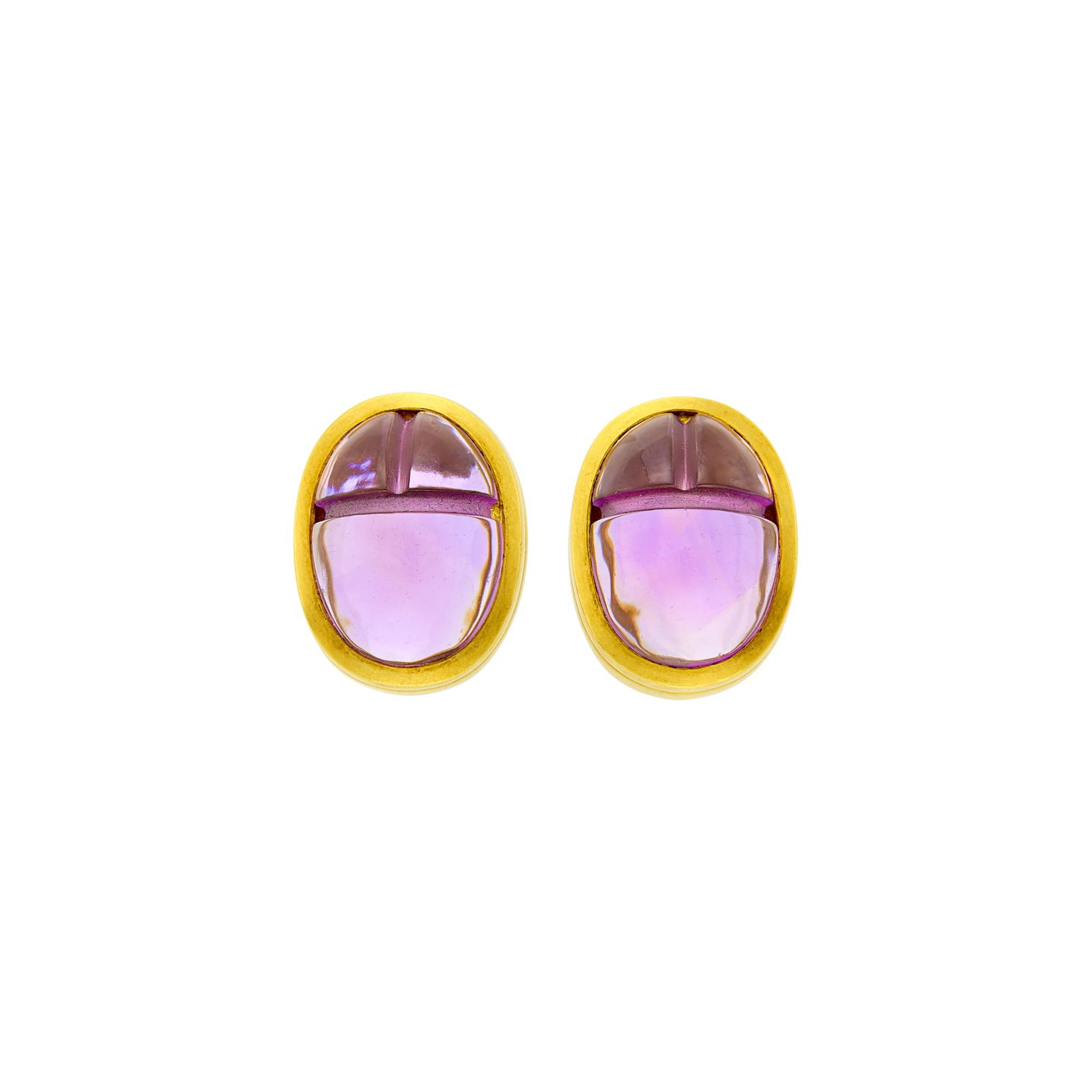 Barry Kieselstein-Cord Pair of Gold and Carved Amethyst Scarab Earclips (1 of 2)