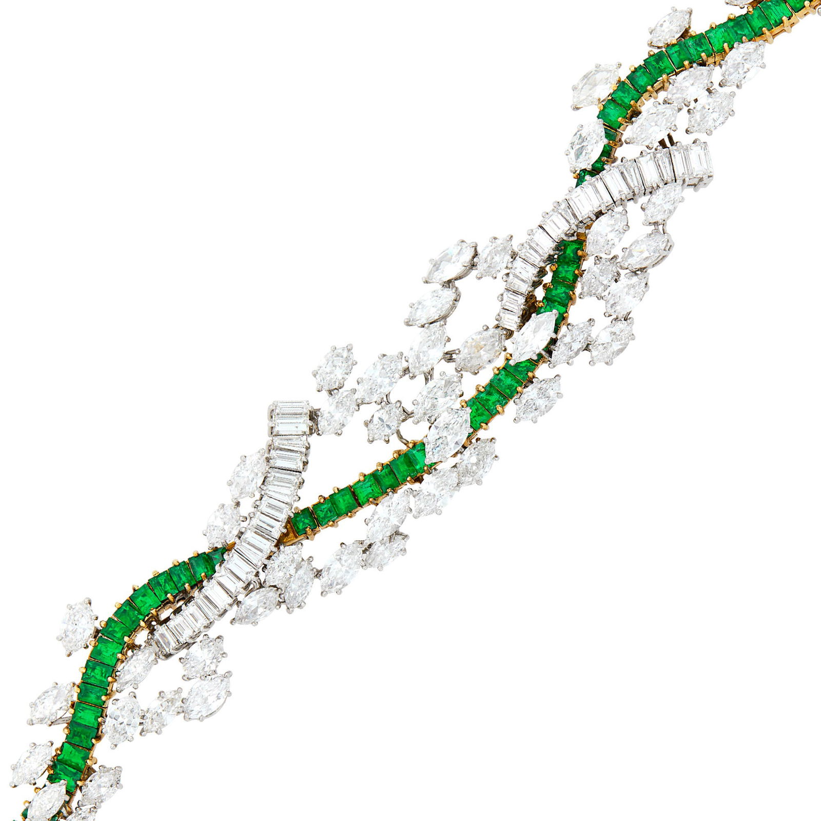 Platinum, Gold, Emerald and Diamond Bracelet (1 of 2)