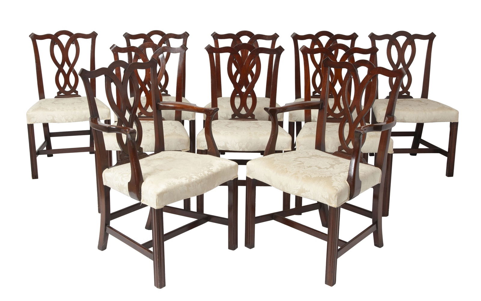 Ten Chippendale Style Mahogany Dining Chairs (1 of 6)