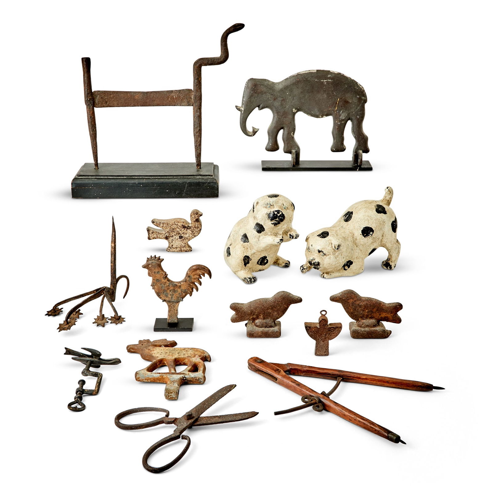 Group of Fourteen Cast or Wrought Iron Articles Mostly late 19th century (1 of 5)