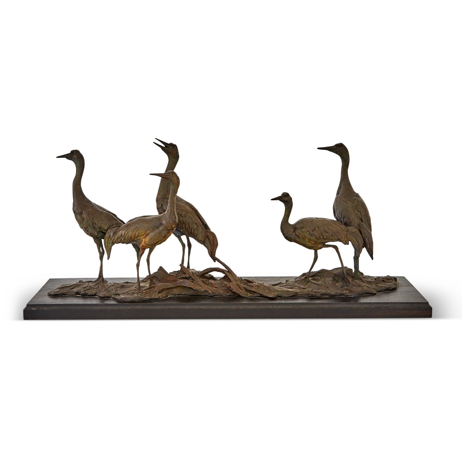 Patinated Cast Bronze Group of Five Wading Birds Cast from a model by Walter Matia, ed. no. 4/36 (1 of 4)