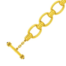 Elizabeth Locke Hammered Gold Link Toggle Bracelet