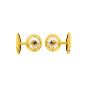 Chopard Gold and Sapphire 'Happy Diamonds' Cufflinks
