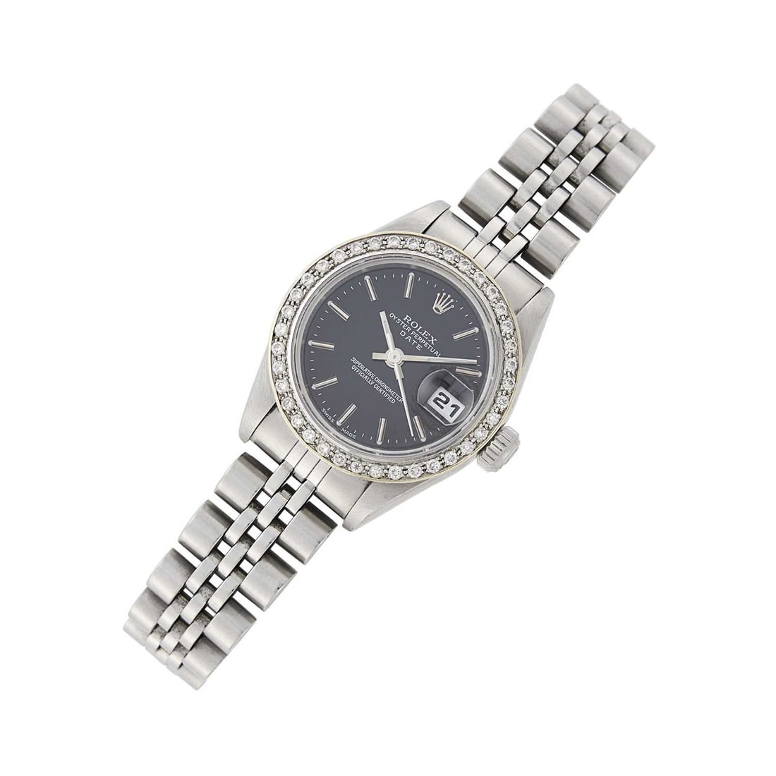 Rolex Stainless Steel and Diamond 'Oyster Perpetual Date' Wristwatch, Ref. 79240 (1 of 2)