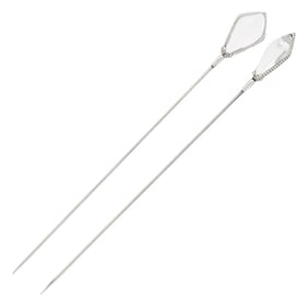 Cartier Pair of Platinum, Rock Crystal and Diamond Hat Pins