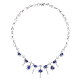White Gold, Sapphire and Diamond Necklace