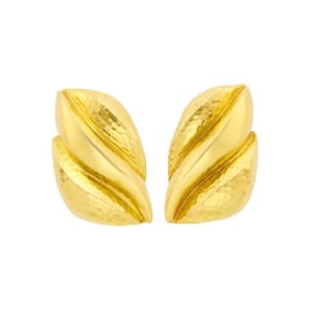 Andrew Clunn Pair of Hammered Gold Earclips