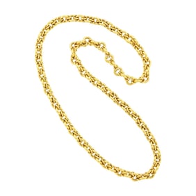 Long Gold Circle Link Chain Necklace