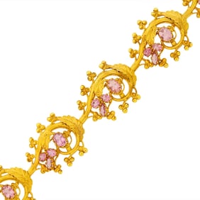Gold and Pink Topaz Bracelet