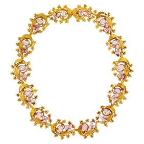 Antique Gold and Pink Topaz Necklace