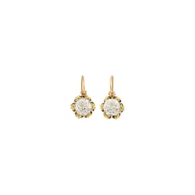 Pair of Antique Two-Color Gold and Diamond Earrings