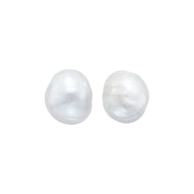 Andrew Clunn Pair of Gold and Baroque Cultured Pearl Earclips