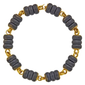 Elizabeth Gage Gold and Matte Black Onyx Bead Necklace