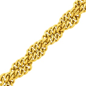 Braided Double Strand Gold Curb Link Bracelet